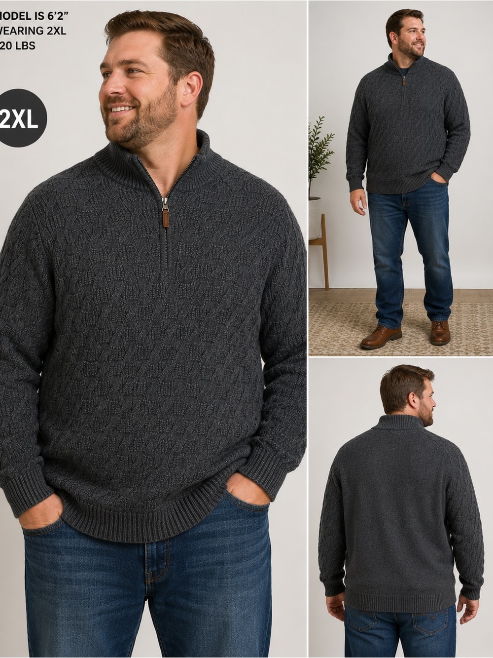 Roundtree & Yorke Quarter zip sweater size 2XB